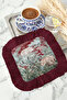 Exotic Jungle Animals Fringed Presentation Napkin - Tropical Charm Bohemian Burgundy Coaster Tissue - 3