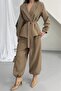 Mink Brown Belt Detailed Oversized Shalwar Pants Blazer Jacket Suit Nbnp023 - 4