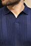 Navy Blue Polo Collar Knitwear Men's T-Shirt E7469 - 3