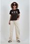 Natural Contrast Stitched Jean Trousers