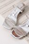 Women's Thick Heeled Silver Slippers Bp20My14F - 3