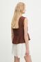 Women's Coffee Color Front Tie Sleeveless Skirt with Ruffles Muslin Blouse - 5