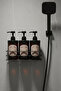 3-Piece Amber Liquid Soap Dispenser Set with Metal Stand 400 ml - Shampoo, Shower Gel, Conditioner Bottle |   400Hhccc - 6