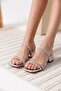 Women's Thick Heeled Silver Slippers Bp20My14F