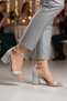 Silver Glitter Women's Heeled Evening Dress Shoes 325157 Z