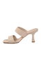 Beige Double-Strapped Women's Heeled Slippers 451158 Z - 4