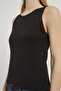 Women's Black Boat Neck Waist-Fitted Lycra Peplum Blouse - 4