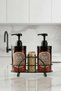 Set of 2 Amber Kitchen Soap Dispensers with Metal Stands 400 ml - Detergent and Liquid Soap Dispenser Set - 400Hdccmetal - 6