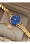 Gold Yellow Cuff Steel Cord, Navy Blue Dial, Bride, Engagement, Wedding Women's Wristwatch - 3