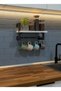 Wall Mounted Towel Holder, Kitchen Organizer, Bathroom Shelf, Towel Holder, Multi-Purpose Shelf with Hanger - 3