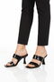 Black Double-Strapped Women's Heeled Slippers 451158 Z - 2