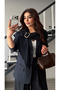 Navy blue oversized jacket with detachable shawl accessory - 2