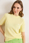 Women's Yellow Heart Embroidered Hair Braided Seasonal Knitwear Blouse Blz-19003221 - 4