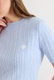 Women's Baby Blue Heart Embroidered Hair Braided Seasonal Knitwear Blouse Blz-19003221 - 4