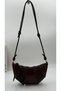 Croissant Model Women's Shoulder Bag with Wrinkled Leather Detail, Brown - 2