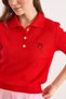 Women's Red Bow Embroidered Polo Collar Hair Knit Seasonal Knitwear Blouse Blz-19003222 - 6