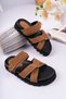 Zoe Model Genuine Leather Earth Color with Inner Fuspet Layer, Non-Slip Sole, Cross-Band Buckle Women's Slippers
