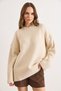 Women's Stone Crew Neck Thick Ribbed Detailed Oversize Knitwear Sweater Kzk-19001088 - 2
