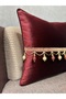 Woven Velvet Atlas Bordo Beads Tasseled 43X43 Square - 6