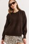 Women's Bitter Brown Crew Neck Geometric Patterned Knitwear Sweater Kzk-19001151