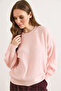 Women's Candy Pink Crew Neck Geometric Patterned Knitwear Sweater Kzk-19001151 - 4