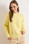 Women's Yellow Stone Detailed Textured Thick Knit Sweater Kzk-19001165 - 3