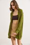 Women's Oil Green Tiny Diamond Openwork Knitwear Cardigan Hrk-19000469 - 3