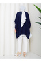 Women's Navy Blue Front Detailed Poncho Cardigan - 6
