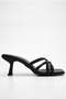 Women's Special Design Black Thin Cross-Strapped Thin Heeled Evening Dress Slippers - 2