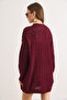 Women's Burgundy Tiny Diamond Openwork Knitwear Cardigan Hrk-19000469 - 7