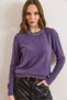 Women's Purple Collar Stone Detailed Thin Beard Knitwear Sweater Kzk-19001146 - 2