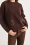 Women's Brown Stone Detailed Textured Thick Knitwear Sweater Kzk-19001165 - 6