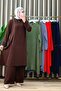 Nevada Double Suit Aerobin Fabric Women's Brown Bead and Stone Embroidered Double Suit with Slit Detail