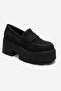 Santia Black Suede Women's Thick-Soled Loafer Shoes - 3