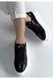 Women's Sneaker Sports Shoes Black Patent Leather Comfortable Daily Wear Jetan - 3