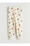 Ecru Crew Neck Printed Girls' Pajama Set - 8