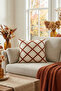 Modern Geometric Punch Embroidered Decorative Throw Pillow Cover 42X42 cm Cotton Panama Linen - 3