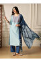 Embroidered Yoke Straight Kurta, Pants and Dupatta Festive Set