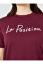 Burgundy Slogan Print Regular Fit T-Shirt - 4