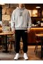 Lıvo Gray Oversize Hooded Sweatshirt & Black Jogger Sweatpants Set – “I Am the Best” Printed Sportswear - 4