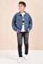 Boy's 3-Piece Set with Blue Buttoned Pocket Shirt and Jean Trousers 23634