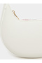 White Half Moon Shoulder Bag with Detachable Strap - 3