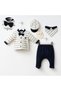 🎩   Miniycool Striped Tuxedo Baby Boy 5-Piece Hospital Discharge Set – 100% Cotton Newborn Baby Set