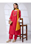 Mirror Work Pleated A-Line Kurta, Pants and Sequined Taping Dupatta Festive Set