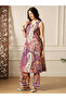 Paisley Ethnic Print Lace Detail A-Line Kurta and Pant Fusion Set - 2