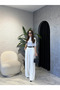 Women's White Bridge Detailed Belted Palazzo Trousers - 2