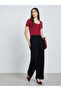Red Ribbed Scoop Neck T-Shirt with Star Buttons - 2