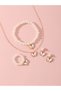 Set of 4 - Butterfly Pendant Faux Pearl Necklace, Bracelet, Earrings and Ring - 3