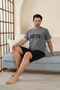 100% Cotton Short-Sleeve Pocketed Men's Shorts Pajama Set 2015 - 4