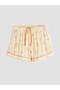 Ecru Shirt Collar Patterned Women's Shorts Pajama Set (S6) - 3